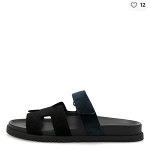 Hermes Black and Dark Green Sandals